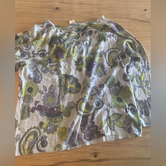 Sigrid Olsen Paisley 3/4 Sleeve Silk Tunic Top‎ Purple Green Women’s L Pre - Picture 9 of 9